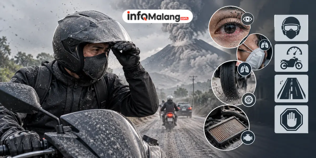 Ancam Penglihatan dan Torsi Ban, Pengendara Motor Diimbau Waspadai Abu Vulkanik